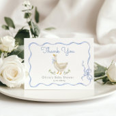 Gekke Goose Blue Bow Baby shower Bedankkaart