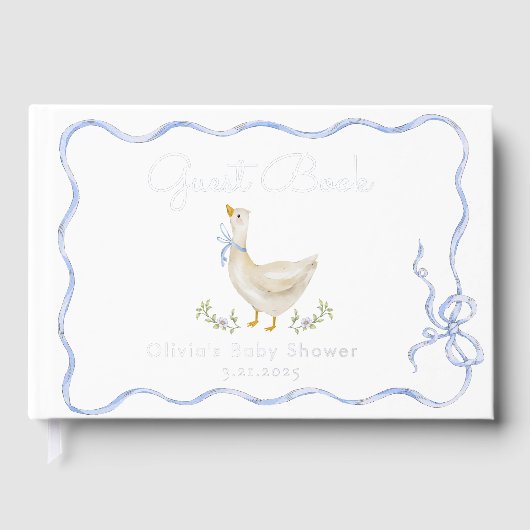 Gekke Goose Blue Bow Baby shower Gastenboek (Voorkant)