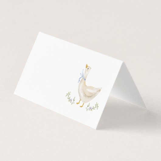 Gekke Goose Blue Bow Baby shower plaatskaart Kaart (Voorkant)