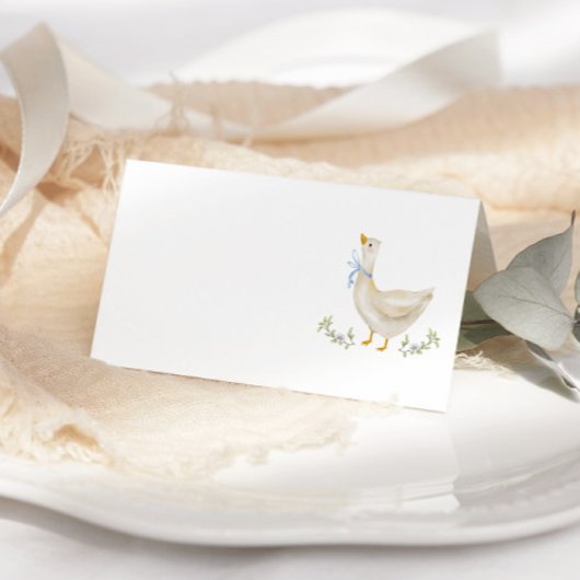 Gekke Goose Blue Bow Baby shower plaatskaart Kaart