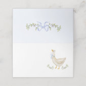 Gekke Goose Blue Bow Baby shower Plaatskaartje (Buitenkant ongevouwen)