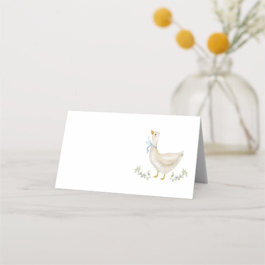 Gekke Goose Blue Bow Baby shower Plaatskaartje (Voorkant)