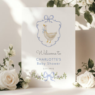 Gekke Goose Blue Bow Baby Shower Welkom Poster