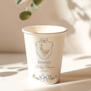 Gekke Goose Blue Bow babyshower Papieren Bekers