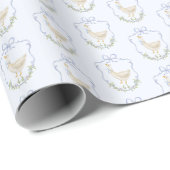 Gekke Goose Blue Bow Crest  baby shower Cadeaupapier (Rol Hoek)