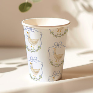 Gekke Goose Blue Bow Crest  baby shower Papieren Bekers