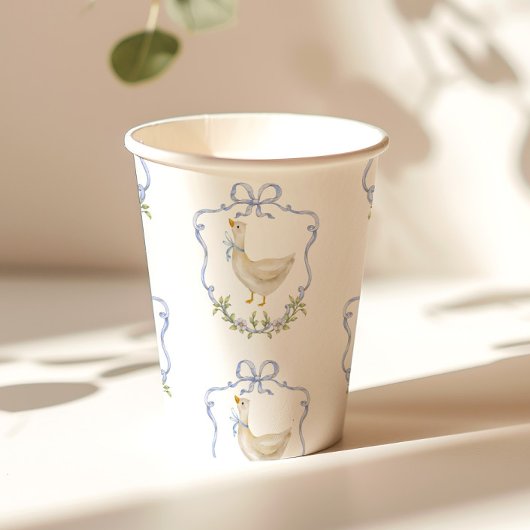 Gekke Goose Blue Bow Crest  baby shower Papieren Bekers