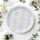Gekke Goose Blue Bow Crest  baby shower Papieren Bordje