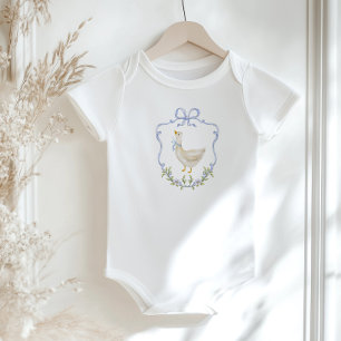 Gekke Goose Blue bow Crest Baby shower Romper