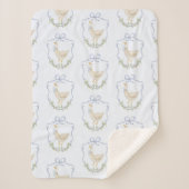 Gekke Goose Blue Bow Crest  baby shower Sherpa Deken (Voorkant)