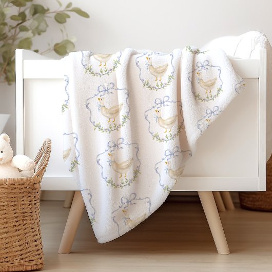Gekke Goose Blue Bow Crest  baby shower Sherpa Deken