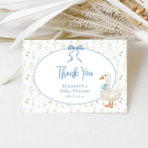 Gekke Goose Blue Bow Floral Baby shower Bedankkaart