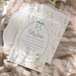 Gekke Goose Blue Bow Floral Baby shower Kaart