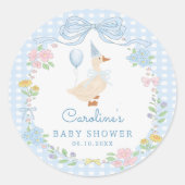 Gekke Goose Blue Bow Floral Baby shower Sticker (Voorkant)