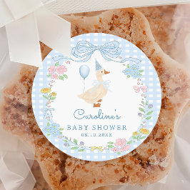 Gekke Goose Blue Bow Floral Baby shower Sticker