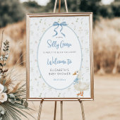 Gekke Goose Blue Bow Floral Baby shower Welkom Poster