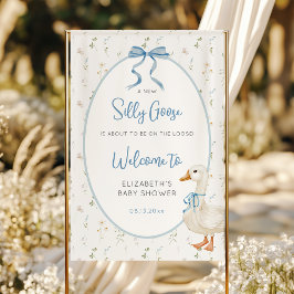 Gekke Goose Blue Bow Floral Baby shower Welkom Spandoek
