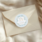 Gekke Goose Blue Bow Floral Boy Baby shower Ronde Sticker