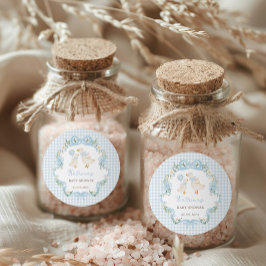 Gekke Goose Blue Bow Floral Boy Baby shower Ronde Sticker