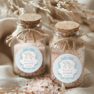 Gekke Goose Blue Bow Floral Boy Baby shower Ronde Sticker