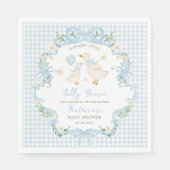 Gekke Goose Blue Bow Gingham Boy Baby shower Servet (Voorkant)