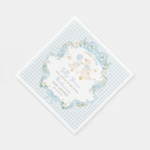 Gekke Goose Blue Bow Gingham Boy Baby shower Servet (Hoek)