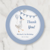 Gekke Goose Blue Boy Verjaardag Bedankjes Labels (Voorkant)