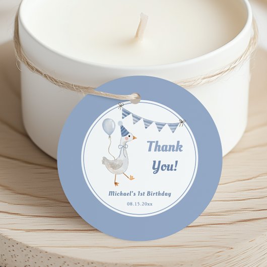 Gekke Goose Blue Boy Verjaardag Bedankjes Labels