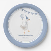 Gekke Goose Blue Boy Verjaardagsfeestje Papieren Bordje (Voorkant)