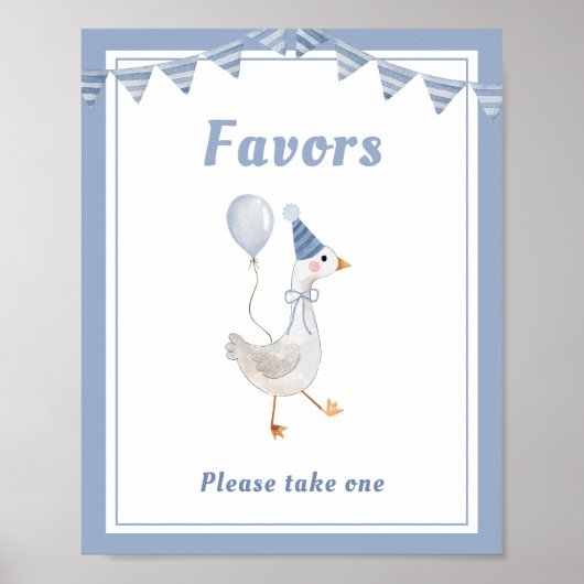 Gekke Goose Blue Boy Verjaardagsgunsten Poster (Voorkant)