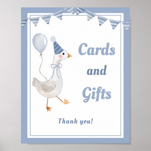 Gekke Goose Blue Boy Verjaardagskaarten en geschen Poster (Voorkant)