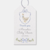 Gekke Goose Blue creat Baby shower Bedankt Cadeaulabel (Voorkant)