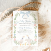 Gekke Goose Blue Floral Baby shower Uitnodiging