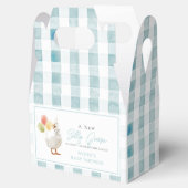 Gekke Goose Blue Gingham Baby shower Bedankdoosjes (Geopend)
