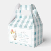 Gekke Goose Blue Gingham Baby shower Bedankdoosjes (Voorkant Zijde)