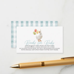 Gekke Goose Blue Gingham Boeken voor Baby Informatiekaartje