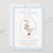 Gekke Goose Blue Gingham Boy Baby shower Kaart (Voorkant)
