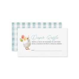 Gekke Goose Blue Gingham Boy Luier Raffle Ticket Informatiekaartje