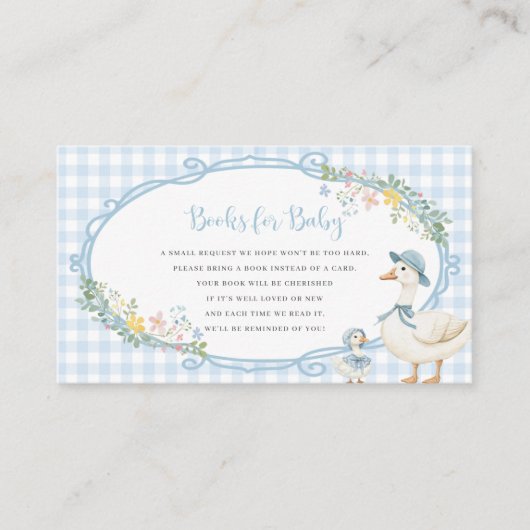 Gekke Goose Blue Gingham Girl Boeken voor Baby Kaa Informatiekaartje (Voorkant)