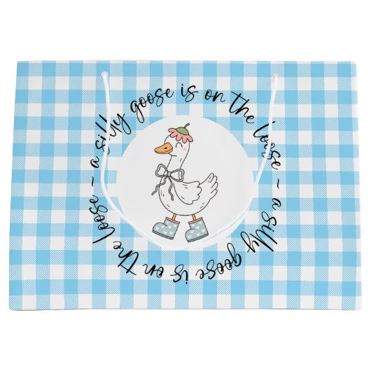 Gekke Goose Blue Gingham Groot Cadeauzakje (Voorkant)