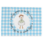 Gekke Goose Blue Gingham Groot Cadeauzakje (Achterkant)