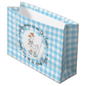Gekke Goose Blue Gingham Groot Cadeauzakje (Voorkant Gekanteld)