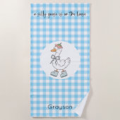 Gekke Goose Blue Gingham Strandlaken (Voorkant)