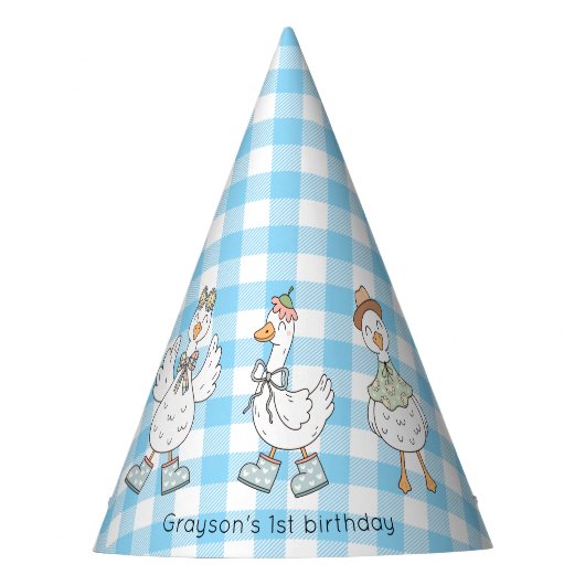 Gekke Goose Blue Verjaardag Feesthoedjes (Voorkant)
