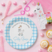 Gekke Goose Blue Verjaardag Papieren Bordje (Feest)