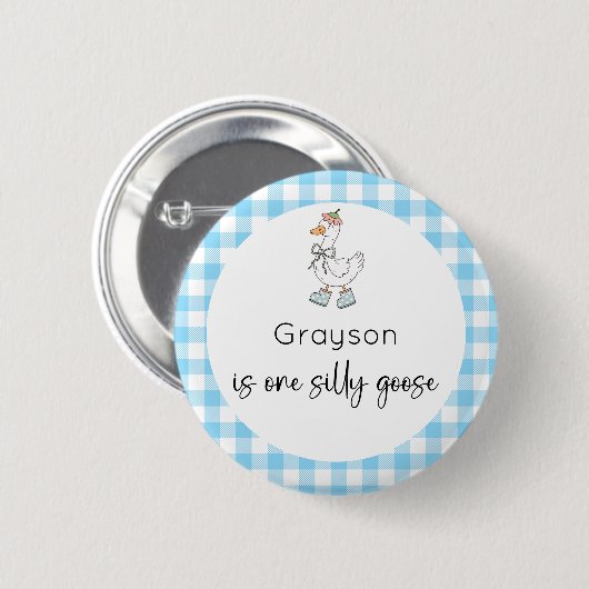Gekke Goose Blue Verjaardag Ronde Button 5,7 Cm (Voorkant /achterkant)