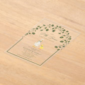 Gekke Goose Bow Floral Daisy Baby shower Acryl Uitnodigingen (Laagn)