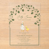 Gekke Goose Bow Floral Daisy Baby shower Acryl Uitnodigingen (Voorkant)