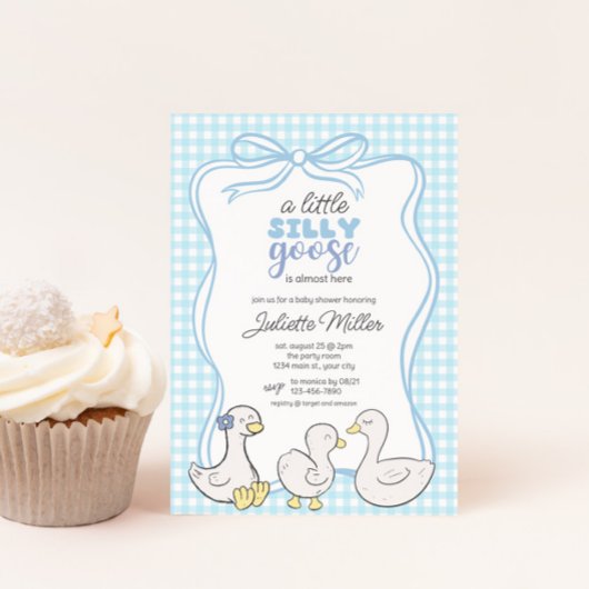 Gekke Goose Boys Gingham Baby shower Kaart