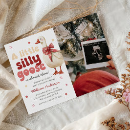 Gekke Goose Christmas Bow Baby shower Foto Kaart